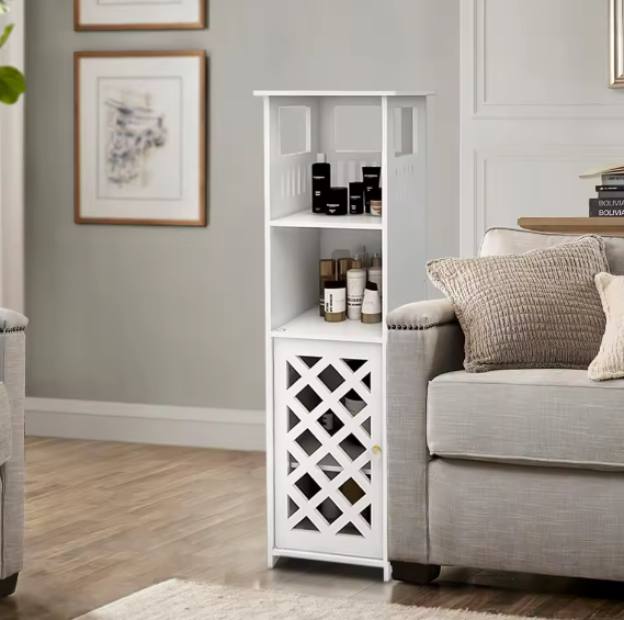 Smal Badkamerkastje met Deur en Planken – Compact Opbergmeubel 78×22×22 cm