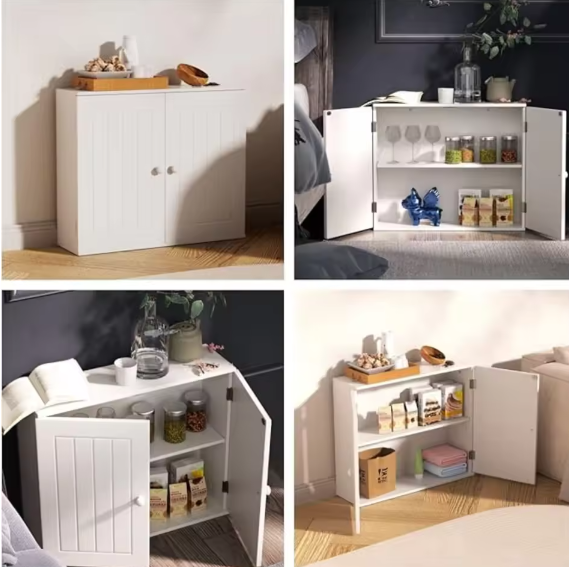 Wandkast en Vloerkast – Dubbele Deuren met Verstelbare Plank 60×15×50 cm