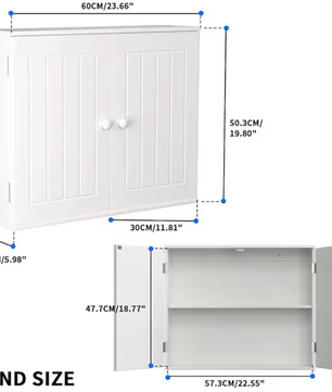 Wandkast en Vloerkast – Dubbele Deuren met Verstelbare Plank 60×15×50 cm