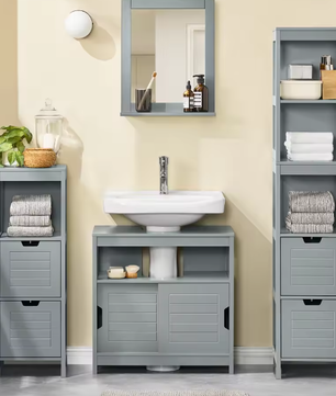 Badkamerkast Onder Wastafel met Schuifdeuren 60×60×30 cm