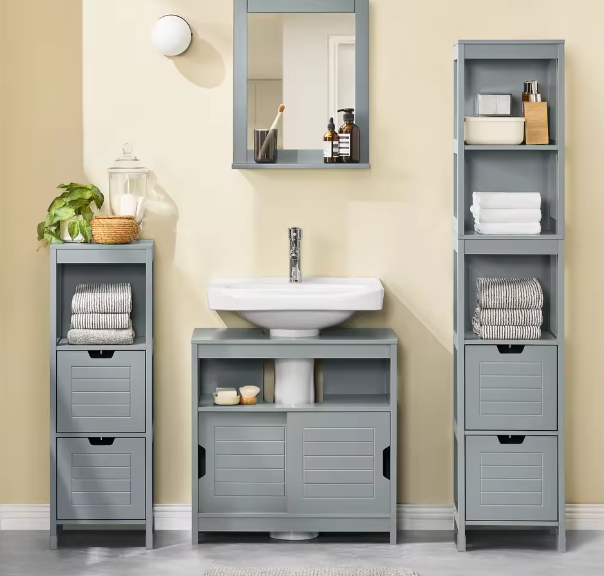 Badkamerkast Onder Wastafel met Schuifdeuren 60×60×30 cm