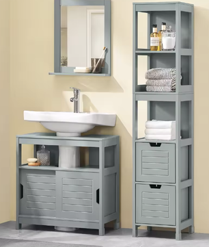 Badkamerkast Onder Wastafel met Schuifdeuren 60×60×30 cm