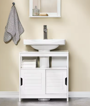 Badkamerkast Onder Wastafel met Schuifdeuren 60×60×30 cm