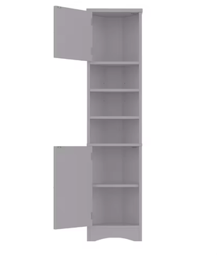 Driehoekig Badkamermeubel – Hoekkast met Deuren en Open Vakken 36,5×24,5×170 cm