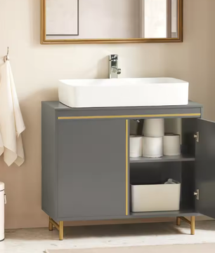 Moderne Wastafelkast met Deuren – Compact Badkamermeubel 75 cm