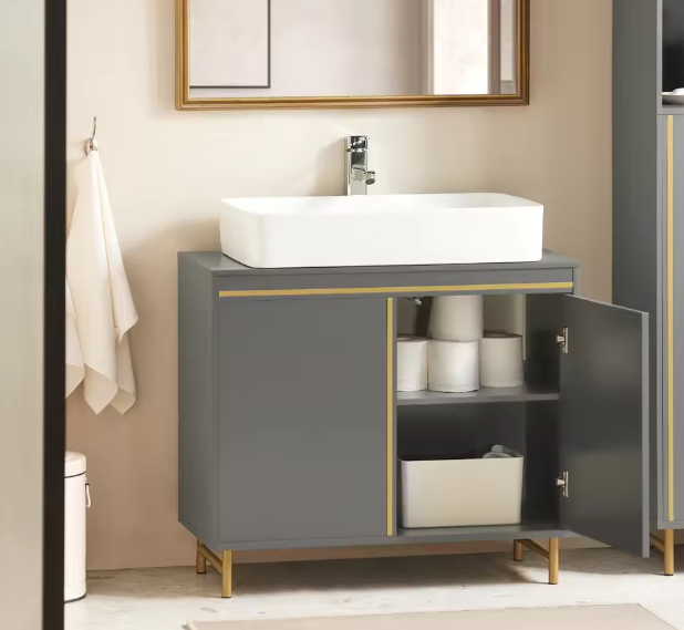 Moderne Wastafelkast met Deuren – Compact Badkamermeubel 75 cm