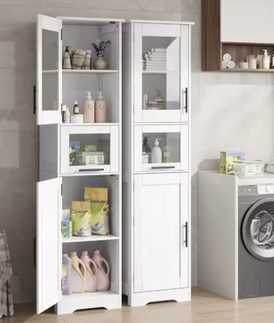 Hoge Badkamerkast met Deuren en nbsp; Lade – 170 cm Opbergmeubel