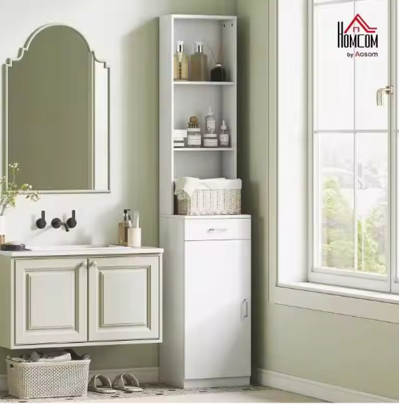 Hoge Badkamerkast 179 cm – Lades, Deuren en Verstelbare Planken