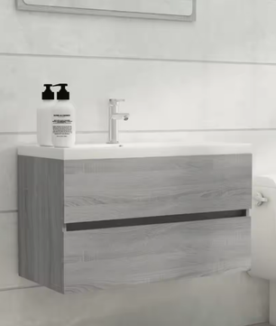 Grijze Badkamermeubel 80x38,5x45 cm – Houtcomposiet Opbergkast