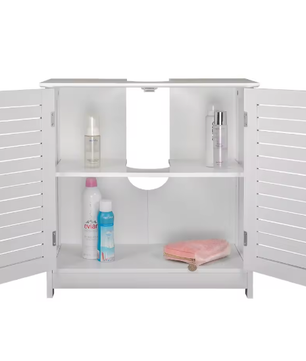 Witte Badkameropbergkast 60x30x58 cm – MDF Onder Wastafel