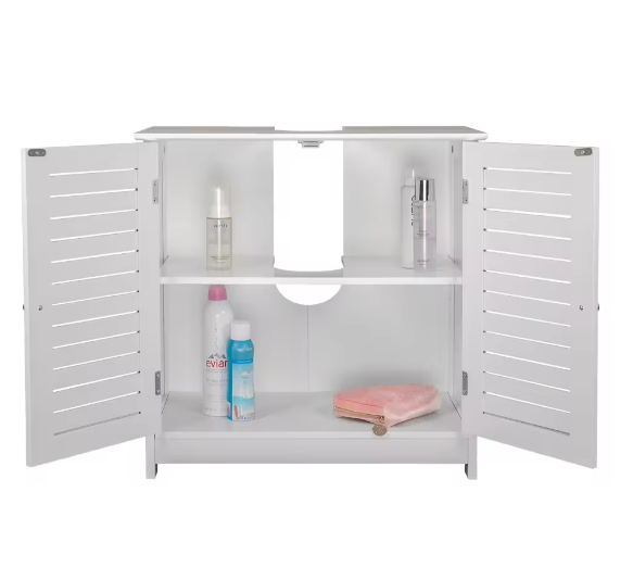 Witte Badkameropbergkast 60x30x58 cm – MDF Onder Wastafel