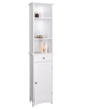 Vrijstaande Badkamerkast 33x23x165 cm – Lade en Planken Organizer