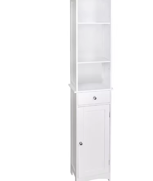 Vrijstaande Badkamerkast 33x23x165 cm – Lade en Planken Organizer