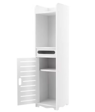 Vrijstaande Badkamerkast Wit 20x20x80 cm – Opbergmeubel met Deur