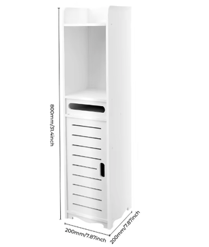 Vrijstaande Badkamerkast Wit 20x20x80 cm – Opbergmeubel met Deur