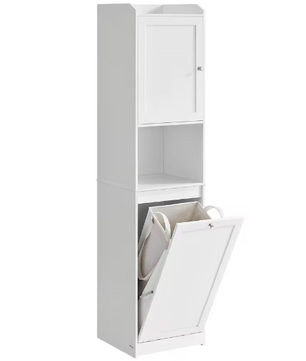 Vrijstaande Badkamerkast met Lade en Afneembare Wasmand – 40x40x170 cm