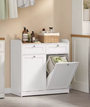 Vrijstaande Badkamerkast met 2 Laden en 2 Afneembare Waszakken – Praktische Opbergoplossing