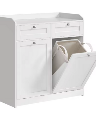 Vrijstaande Badkamerkast met 2 Laden en 2 Afneembare Waszakken – Praktische Opbergoplossing