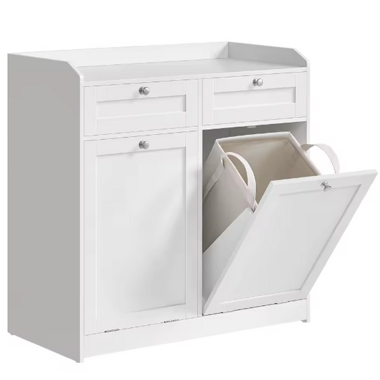 Vrijstaande Badkamerkast met 2 Laden en 2 Afneembare Waszakken – Praktische Opbergoplossing