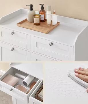 Vrijstaande Badkamerkast met 2 Laden en 2 Afneembare Waszakken – Praktische Opbergoplossing