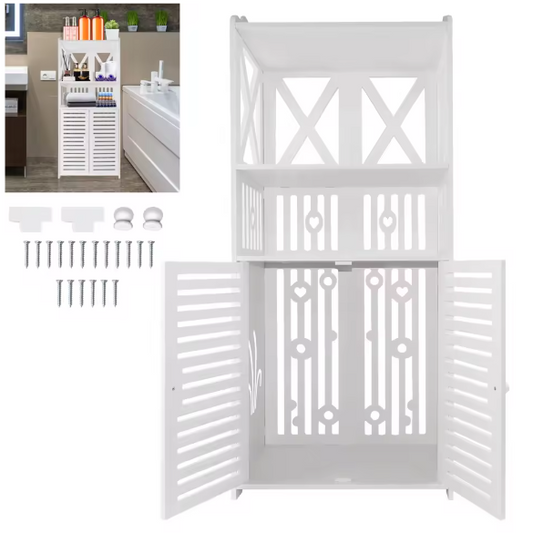 Vrijstaande Badkamervloerkast met Dubbele Deur – 3 Lagen