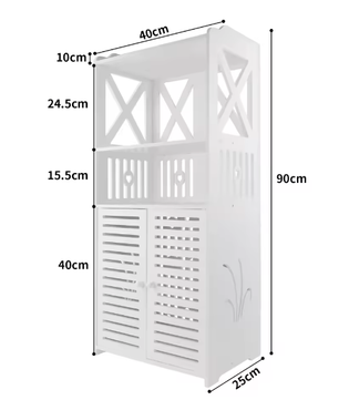 Vrijstaande Badkamervloerkast met Dubbele Deur – 3 Lagen