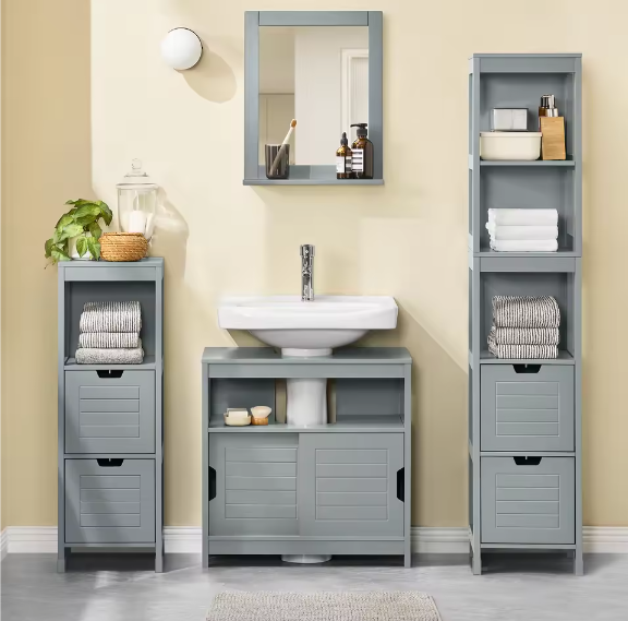 Wastafel Onderkast met Schuifdeuren – Compact en Praktisch Badkamermeubel