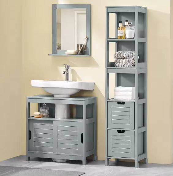 Wastafel Onderkast met Schuifdeuren – Compact en Praktisch Badkamermeubel