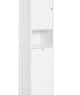 Hoge Badkamerkast met Uitneembare Waszak en Deurvakken – Slim Opbergen