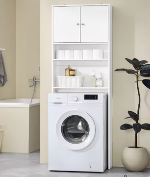 Hoge Badkamerkast met Planken en Kledingkast – Ruimtebesparend