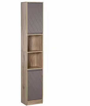 Hoge Badkamerkast met Deuren en Open Planken – Extra Opbergruimte