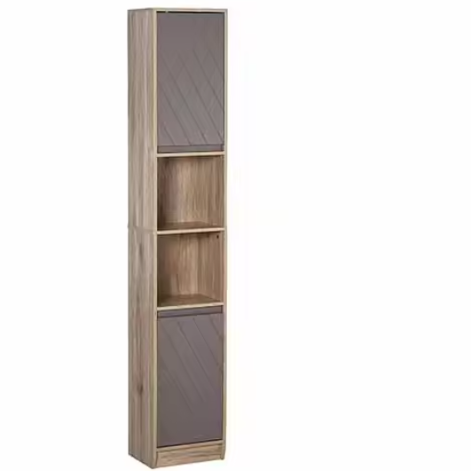 Hoge Badkamerkast met Deuren en Open Planken – Extra Opbergruimte