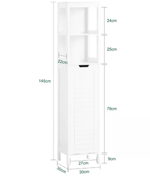 Hoge Smalle Badkamerkast met Uitklapbare Waszak en Planken