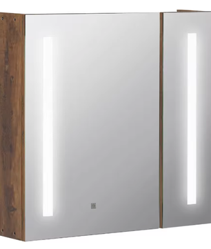 Badkamer Spiegelkast met LED Licht – 2 Deuren, Touch Schakelaar, 70x15x65 cm