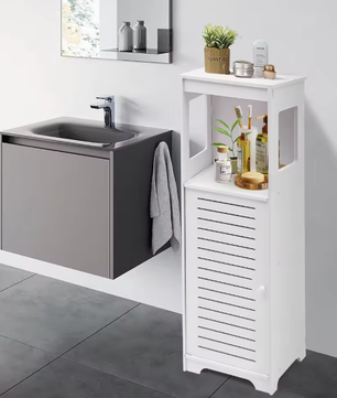 Smal Vrijstaand Badkamerkastje – Wit, Modern en Multifunctioneel
