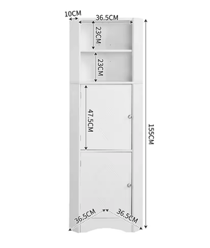 Hoek Badkamerkast met Verstelbare Planken – Compact en Modern Wit