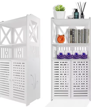 Vrijstaande Badkamerkast met Dubbele Deuren – Waterdicht PVC, 3 Lagen