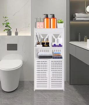 Vrijstaande Badkamerkast met Dubbele Deuren – Waterdicht PVC, 3 Lagen