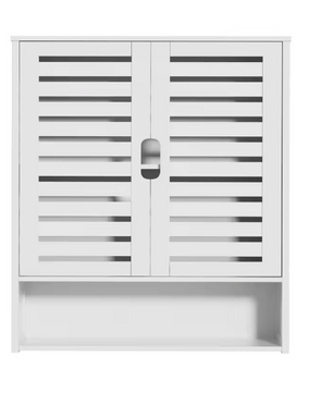 Wandgemonteerde Bamboe Badkamerkast – Compact Opbergkastje met Planken