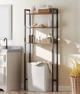 Industriële Toiletkast – 3-Laags Over-Het-Toilet Opbergrek in Bruin en Zwart