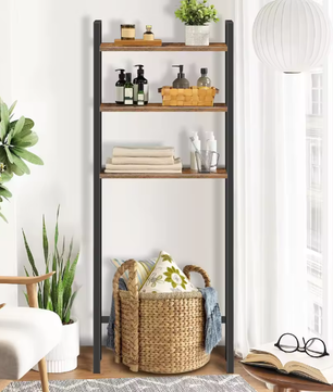 Industriële Toiletkast – 3-Laags Over-Het-Toilet Opbergrek in Bruin en Zwart