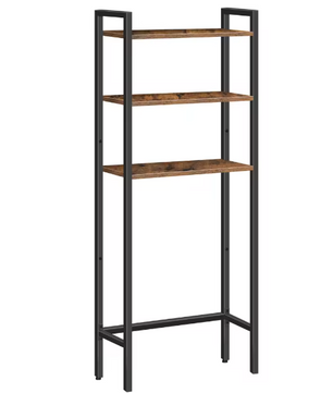 Industriële Toiletkast – 3-Laags Over-Het-Toilet Opbergrek in Bruin en Zwart