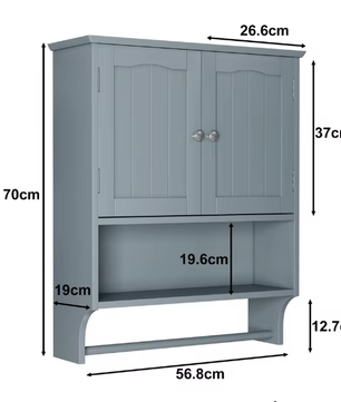 adkamerwandkast met Handdoekhouder – 2-Deurs Wandkast met Open Plank en Opbergruimte