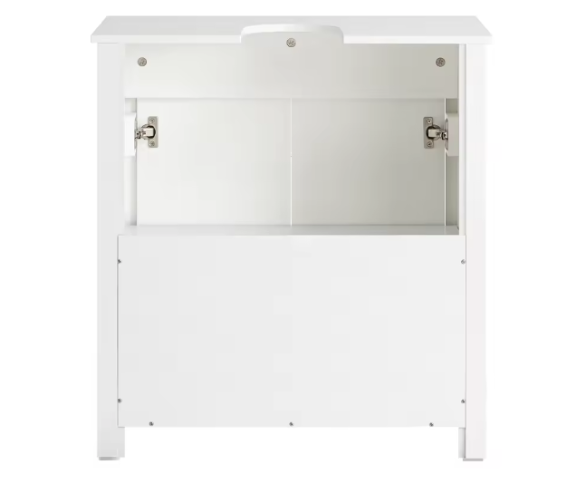 Wastafelkast Onder Kast – Badkamermeubel met 2 Deuren en Verstelbare Planken, MDF, Wit