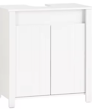 Wastafelkast Onder Kast – Badkamermeubel met 2 Deuren en Verstelbare Planken, MDF, Wit