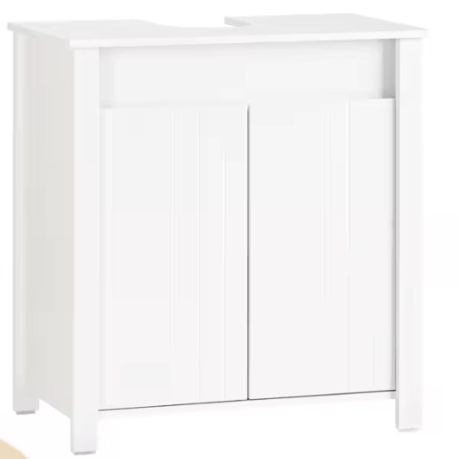 Wastafelkast Onder Kast – Badkamermeubel met 2 Deuren en Verstelbare Planken, MDF, Wit