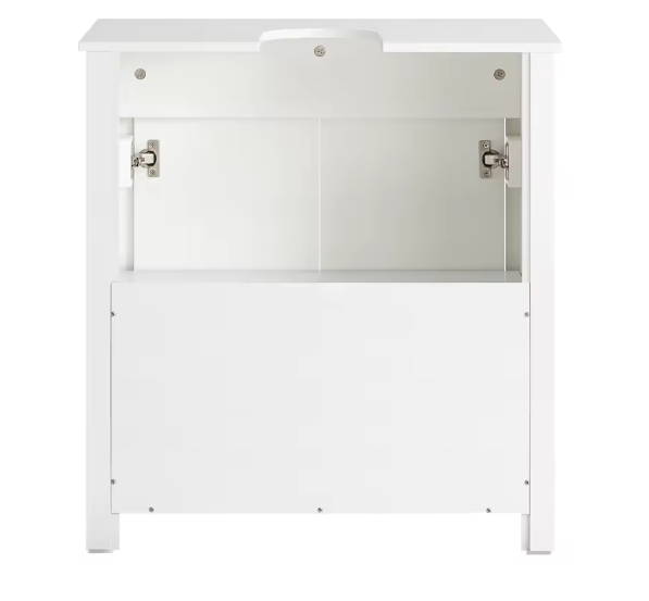 Wastafelkast Onder Kast – Badkamermeubel met 2 Deuren en Verstelbare Planken, MDF, Wit