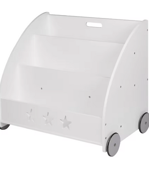 Kinderboekenkast met Wielen – 3 Planken Multifunctionele Opberger voor Kinderkamer