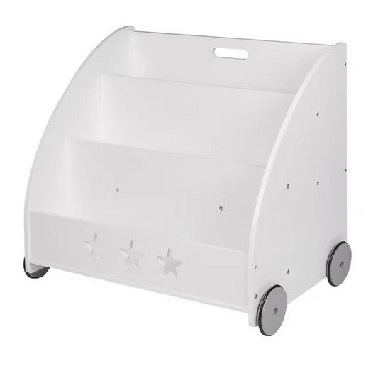 Kinderboekenkast met Wielen – 3 Planken Multifunctionele Opberger voor Kinderkamer