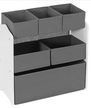 3 Tier Kinderopbergkast – 6 Verwisselbare Geweven Speelgoeddozen 63x30x60 cm